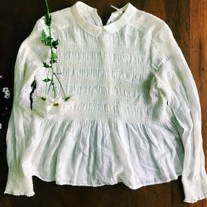 White Free People Peasant Blouse